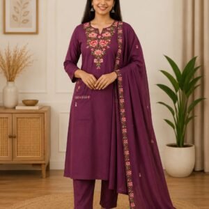 anora touch work three piece set with embroidered pocket