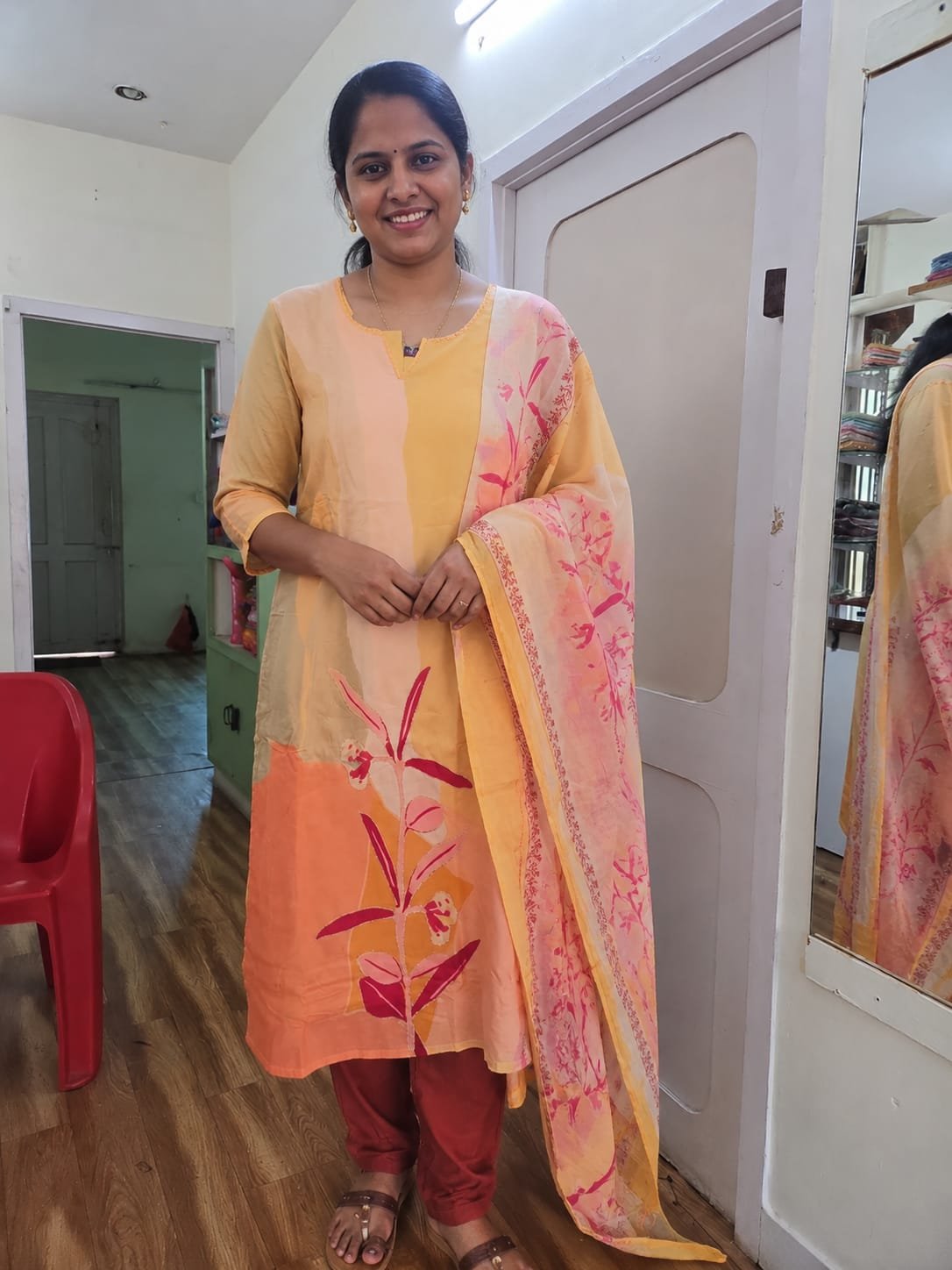 premium muslin cotton floral three piece set