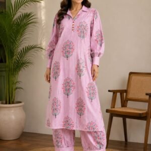 teal ikat printed kurta pant co ord set