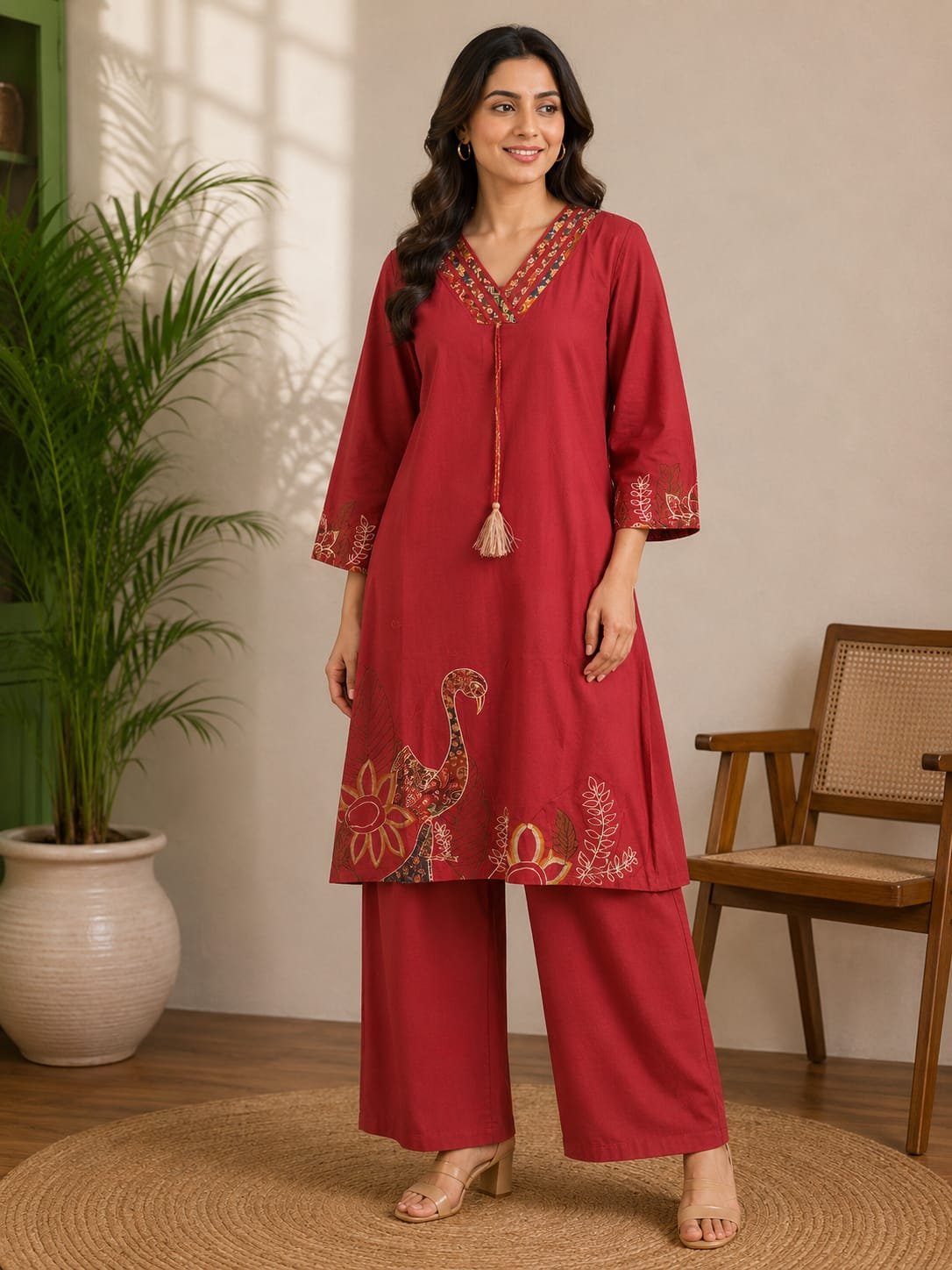 teal ikat printed kurta pant co ord set