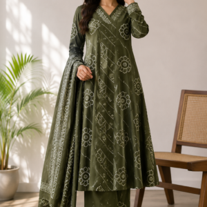 viscose printed dress set with dupatta