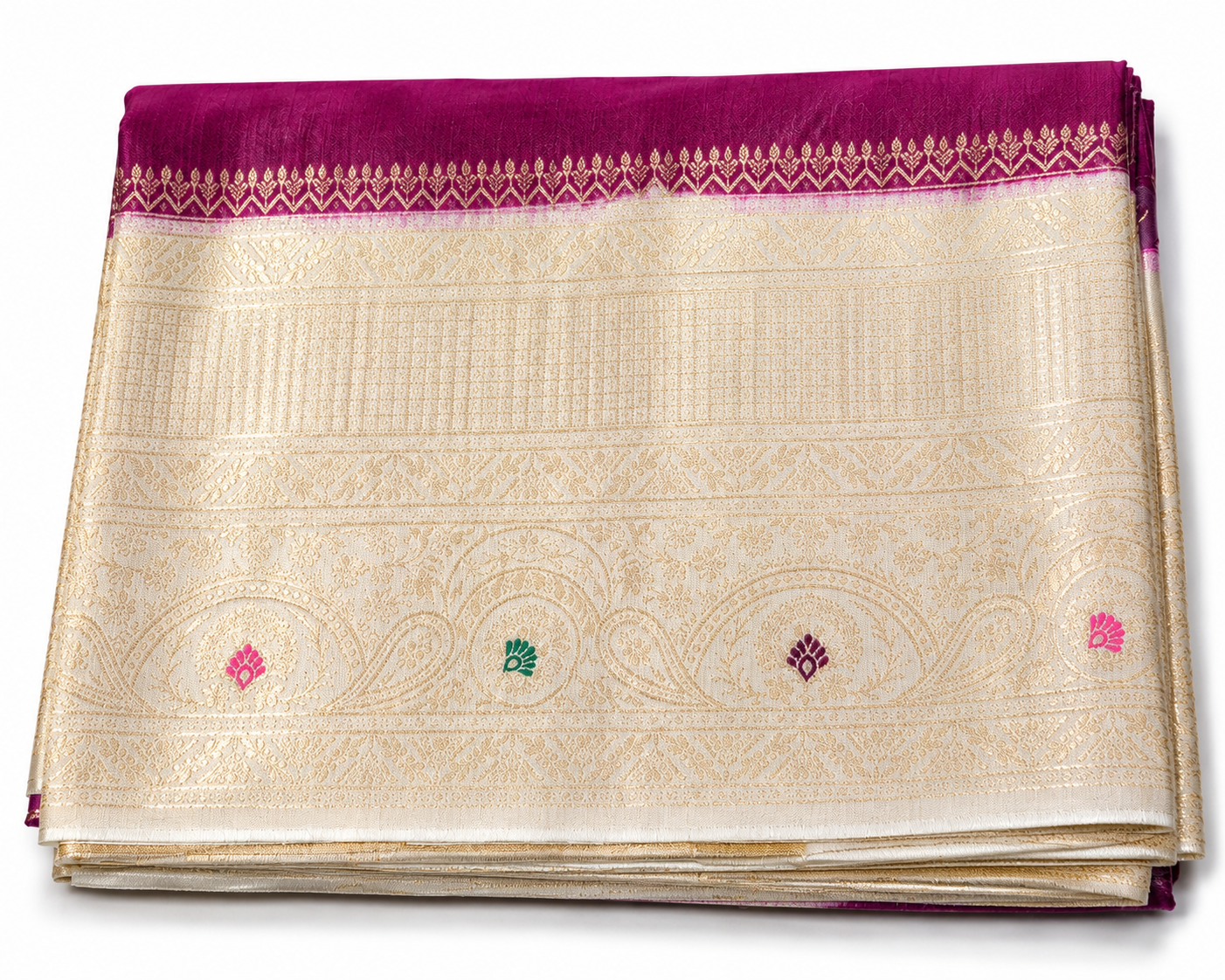 wine purple soft silk saree with rich woven ivory pallu