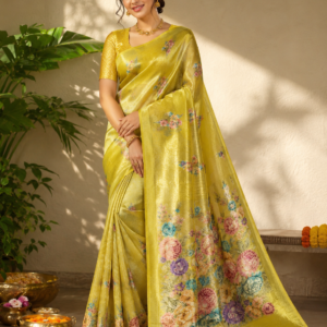 floral jacquard tissue silk saree