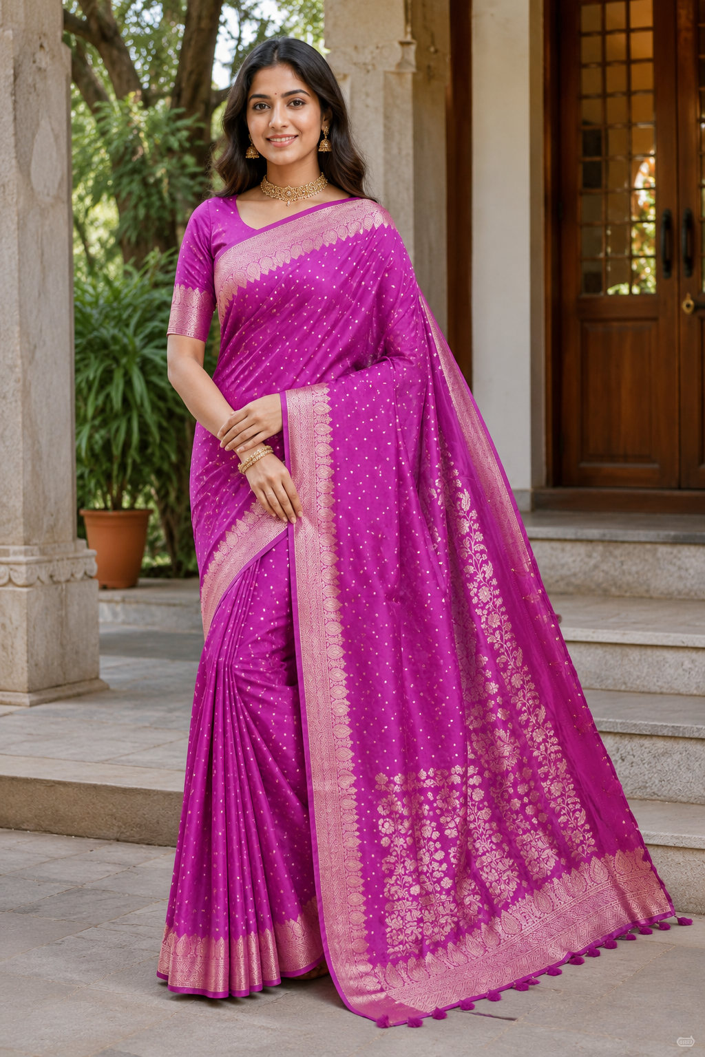 magenta banarasi silk saree with zari weaving magenta banarasi silk saree with zari weaving