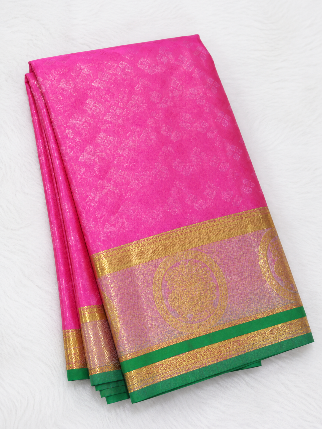 parrot green pattu saree with pink zari border parrot green pattu saree with pink zari border